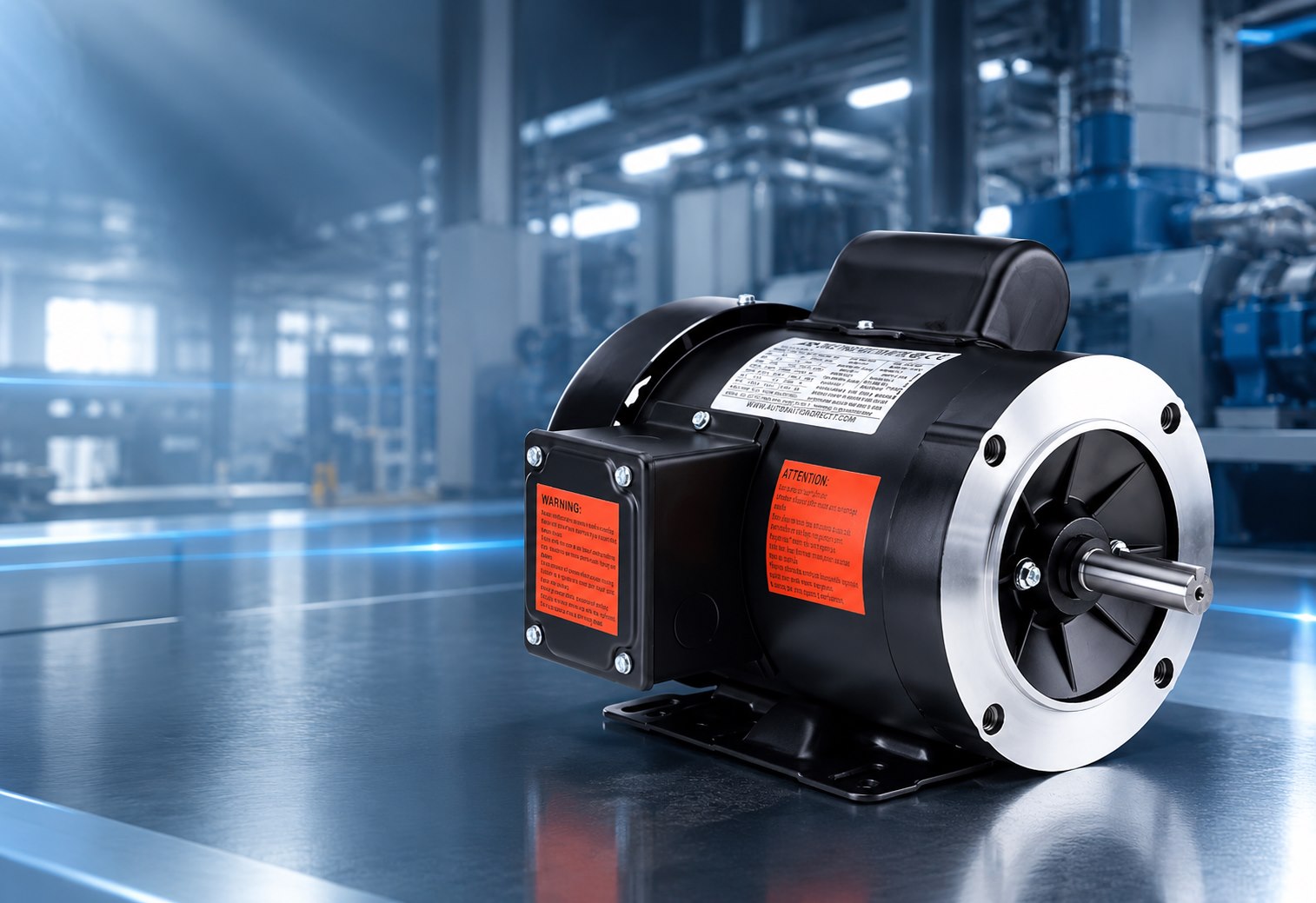 Industrial motor in a factory setting
